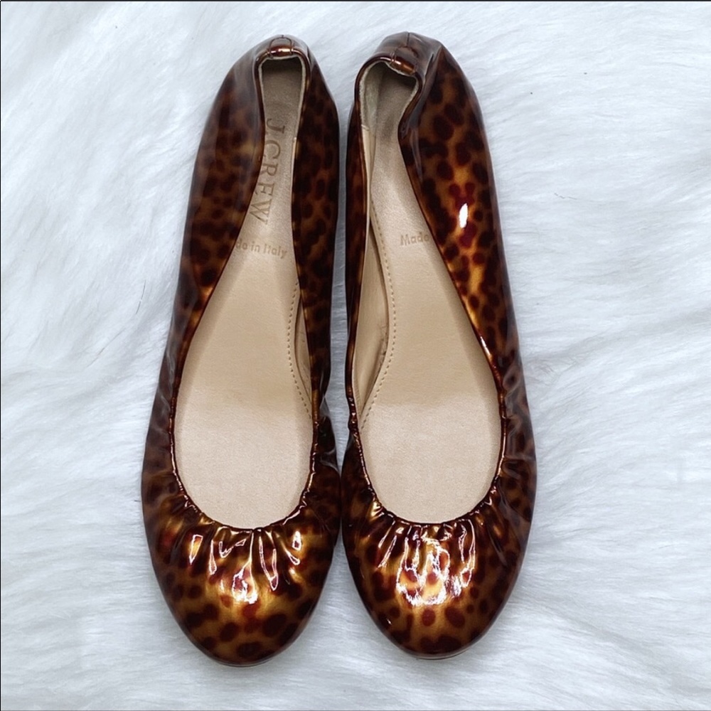 J. CREW Tortoise Cece Patent Leather Ballet Flats